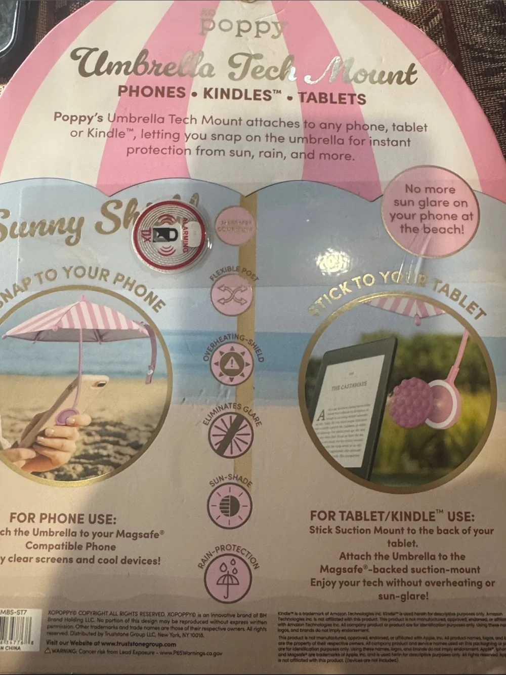 Poppy Sunny Shield Umbrella Tech Mount - Pink